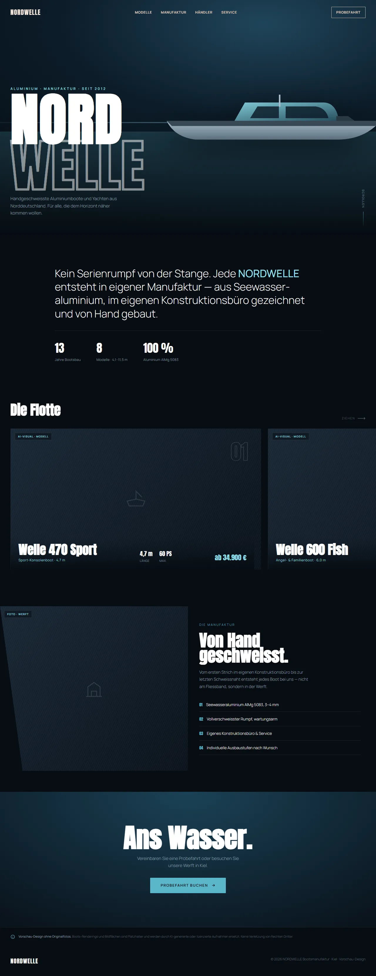 Nordwelle — Website-Design, Desktop-Ansicht