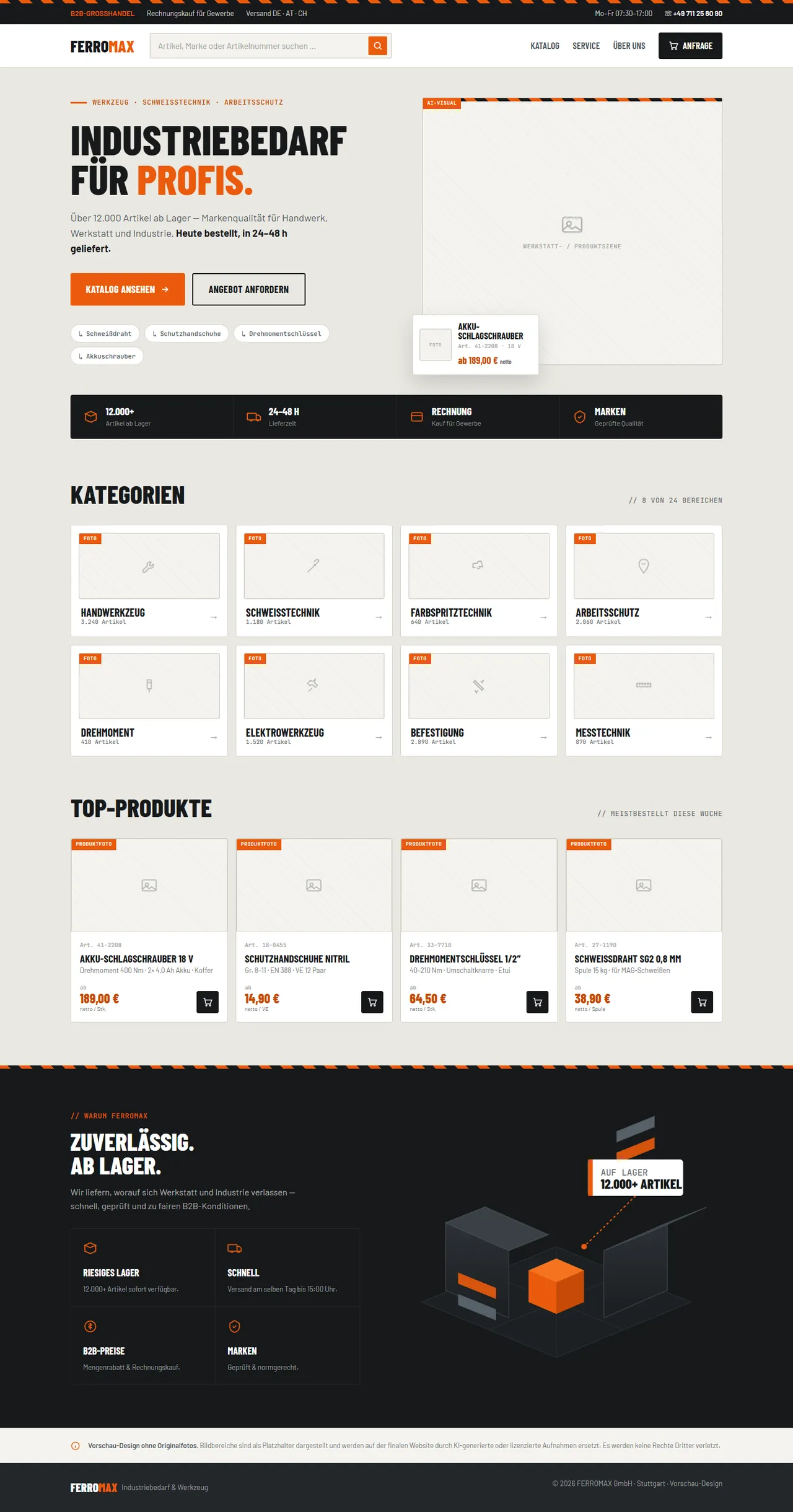 Ferromax — Online-Shop-Design, Desktop-Ansicht