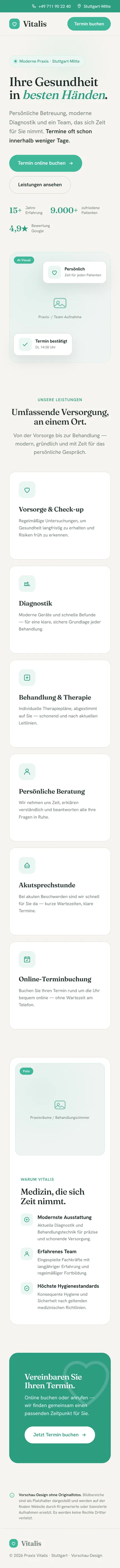 Vitalis — mobile Ansicht