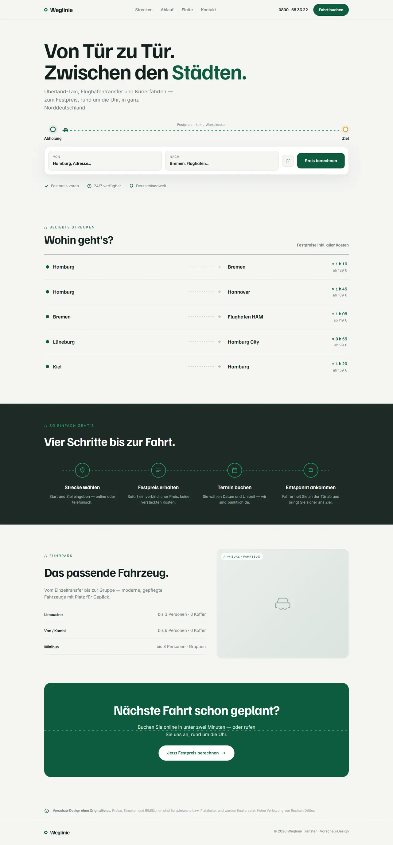 Weglinie — Website-Design, Desktop-Ansicht